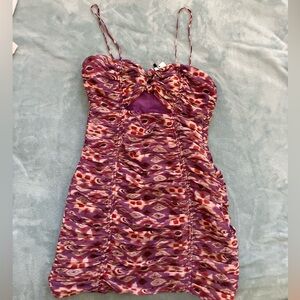 Zara Purple Ruched Cut-Out Mini Dress